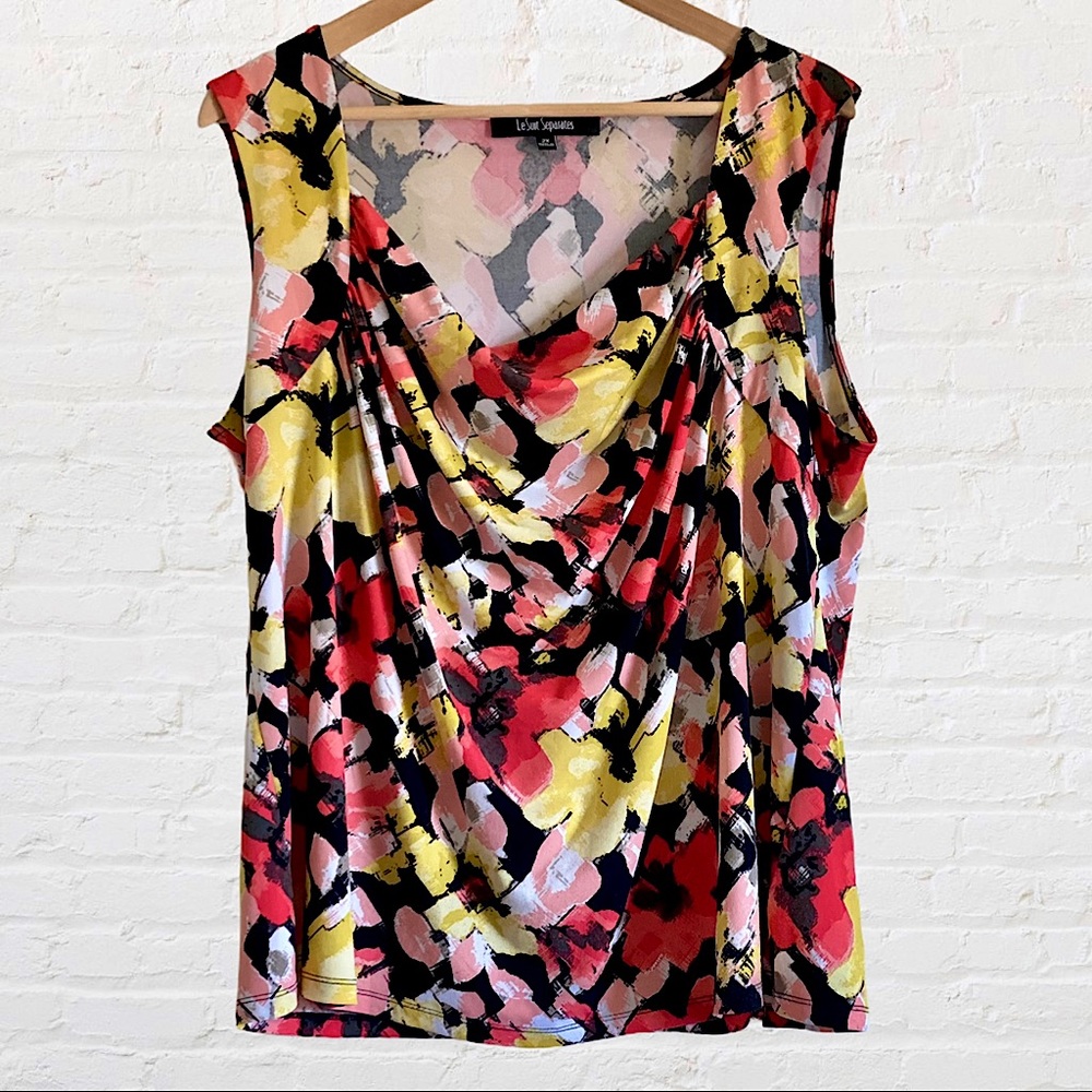 LE SUIT FLORAL SLEEVELESS TANK TOP